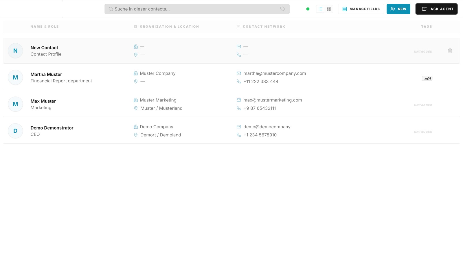 Contacts — product app screenshot placeholder